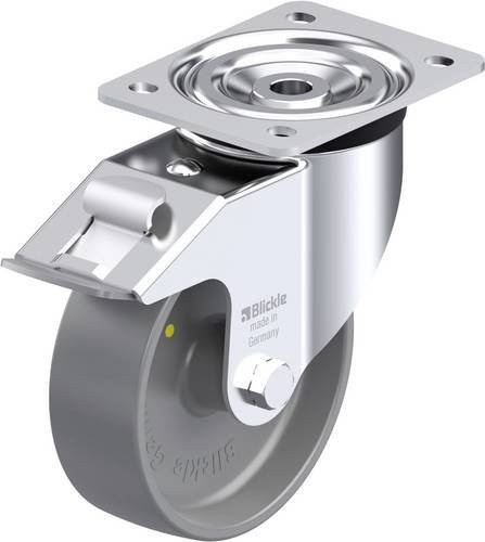 Blickle L-PO 150G-FI-ELS Stahlblech-Lenkrolle in Grau mit Kunststoffrad, Rad-Durchmesser: 150 mm, Tragfähigkeit: 400 kg - Bild 1