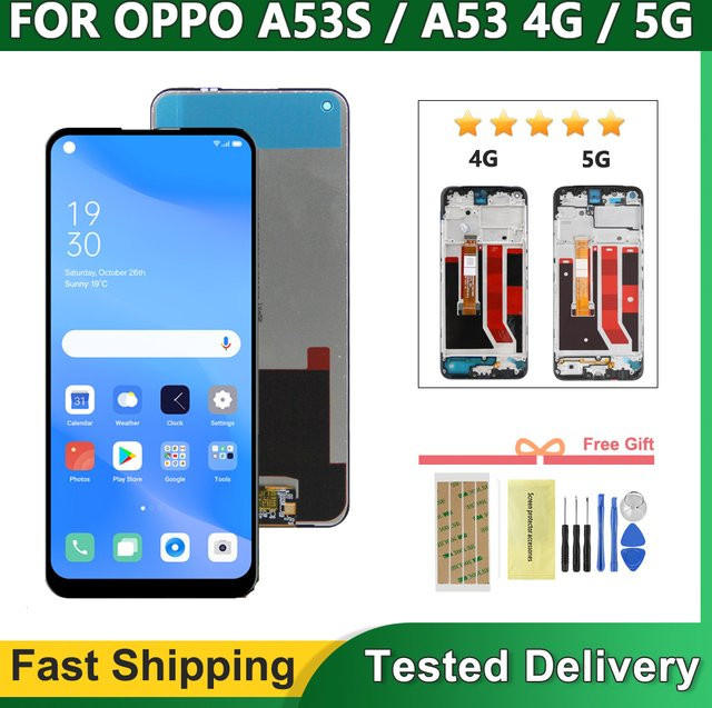 Oppo A53 4G Display mit Rahmen und Touchscreen Digitizer in Schwarz für CPH2127 - Bild 1