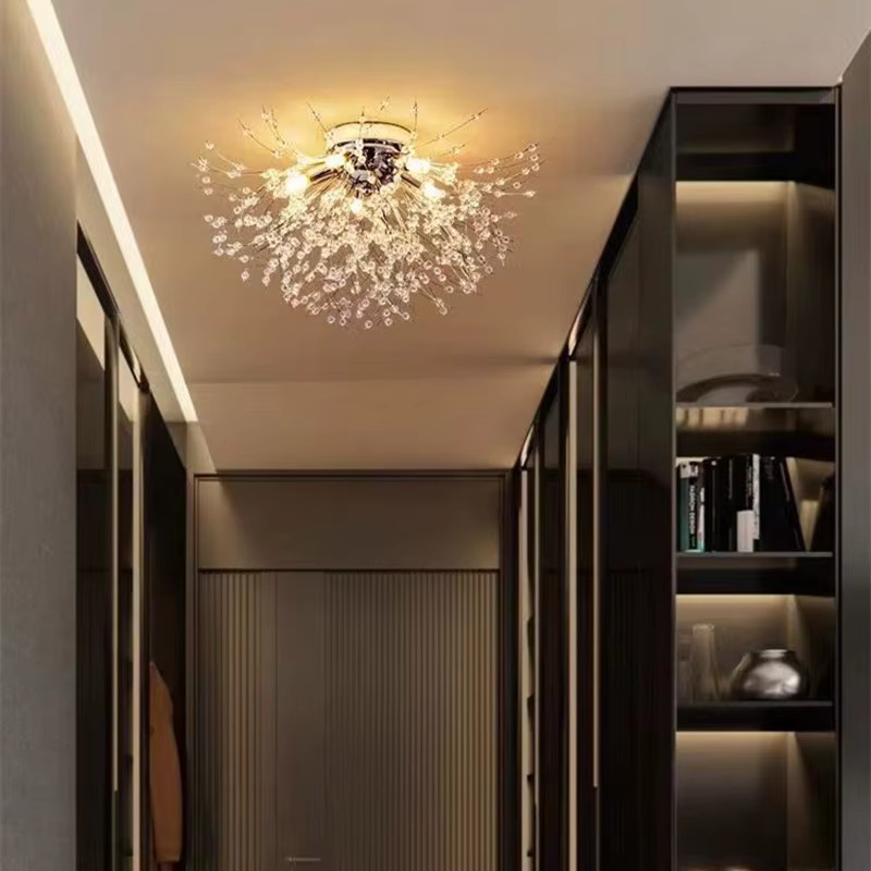 HomeLover Postmoderner Baumzweig-Kronleuchter aus Metall und Kristall in Transparent mit warmweißem Licht - Bild 3