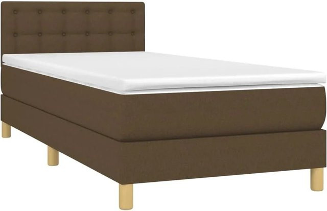 vidaXL Boxspringbett mit Matratze und LED-Unterbettbeleuchtung in Dunkelbraun, Hybridbett mit USB-Ladeport und Taschenfederkern, B/T: 90 x 193 cm - Bild 1