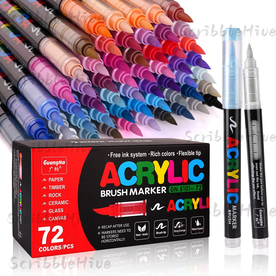 Professionelle Acryl-Farbmarker Set mit 72 Farben und weicher Pinselspitze für DIY-Bastelarbeiten in Multicolour - Bild 5