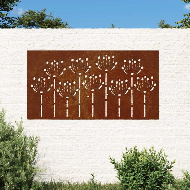 vidaXL Garten-Wanddeko aus Cortenstahl mit floralem Blumen-Design in Braun, Höhe: 105 cm, Breite: 55 cm - Bild 1