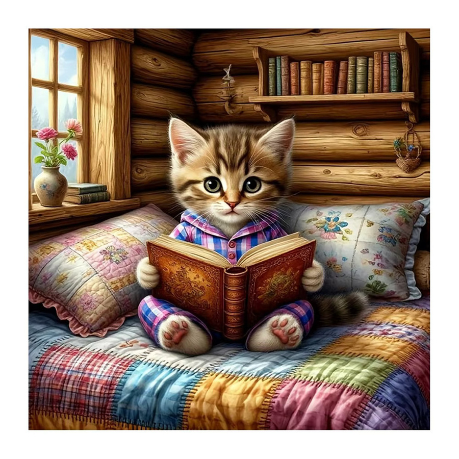 EverShine DIY Diamantmalerei Katze Buch Mosaik Set mit runden Bohrern in Multicolour, B/B/H: 20 x 20 x 20 cm - Bild 4