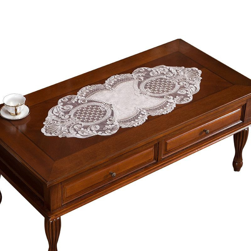 Bestickte Tischdecke aus Baumwolle von Yiran Furniture in Hanfgrau für Hochzeit und festliche Anlässe, B/T: 120 x 60 cm - Bild 2