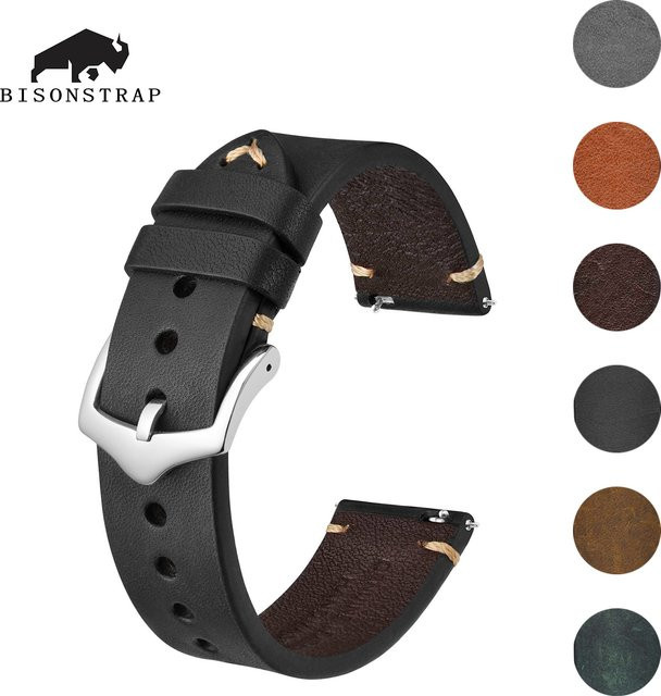 BISONSTRAP Uhrenarmband Leder, Schwarz, Herren - Bild 1