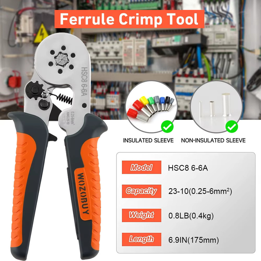 WOZOBUY HSC8 6-6 Elektrische Crimpzange für Aderendhülsen und Drahtenden zur Reparatur elektrischer Schaltungen - Bild 2