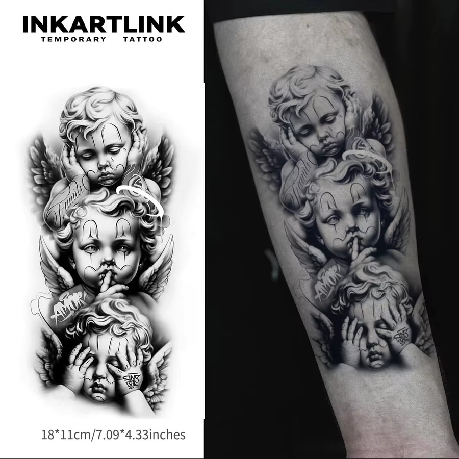 INKARTLINK Sanftes Kräuter-Engel-Tattoo, Semipermanente Körperkunst - Bild 2