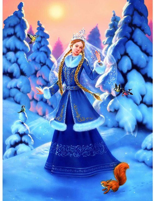 FIYO 5D-Diamant-Stickerei Winter-Mädchen Weihnachtsporträt in Blau, B/H: 20 x 30 cm - Bild 1