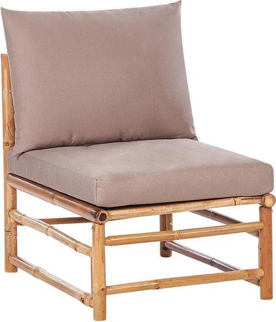 Beliani Gartenstuhl in Beige aus Bambusholz im Boho-Stil, Breite: 67 cm, Tiefe: 55 cm, Höhe: 80 cm - Bild 1