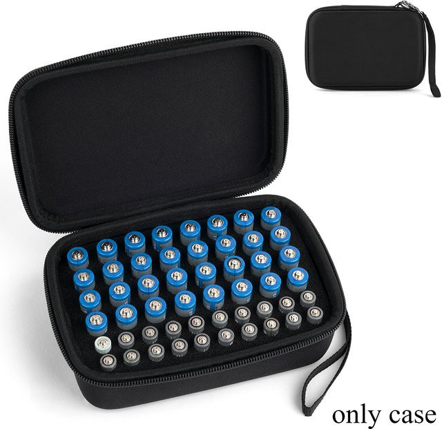 Lousxy Batterien-Organizer in Schwarz zur Aufbewahrung von 52 Batterien (32 x AA und 20 x AAA) - Bild 1