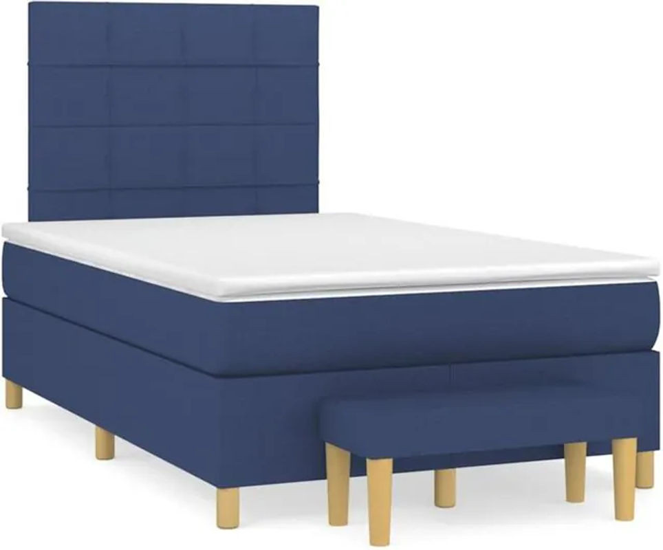 Vidaxl Boxspringbett mit Matratze in Blau aus Stoff, B/T/H: 190 x 120 x 118 cm - Bild 1