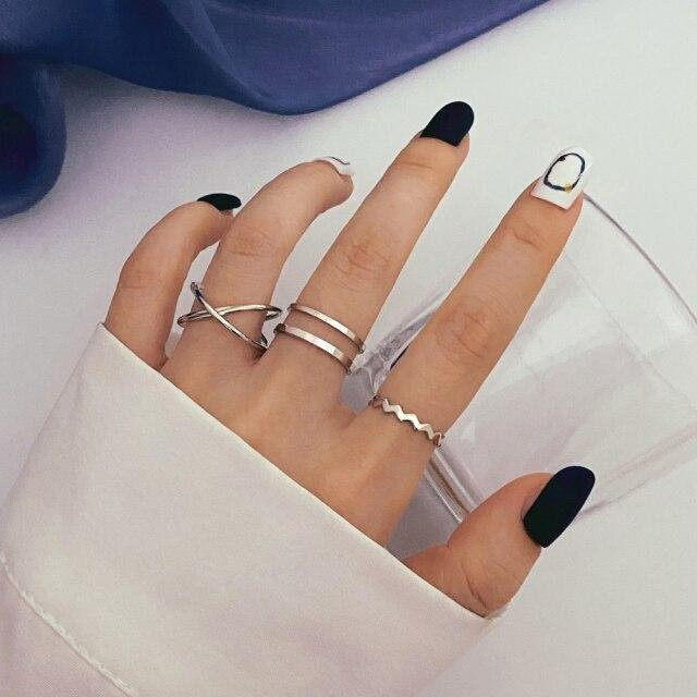 Schmuck-Set Ringe, Messing, Silber, Damen - Bild 1