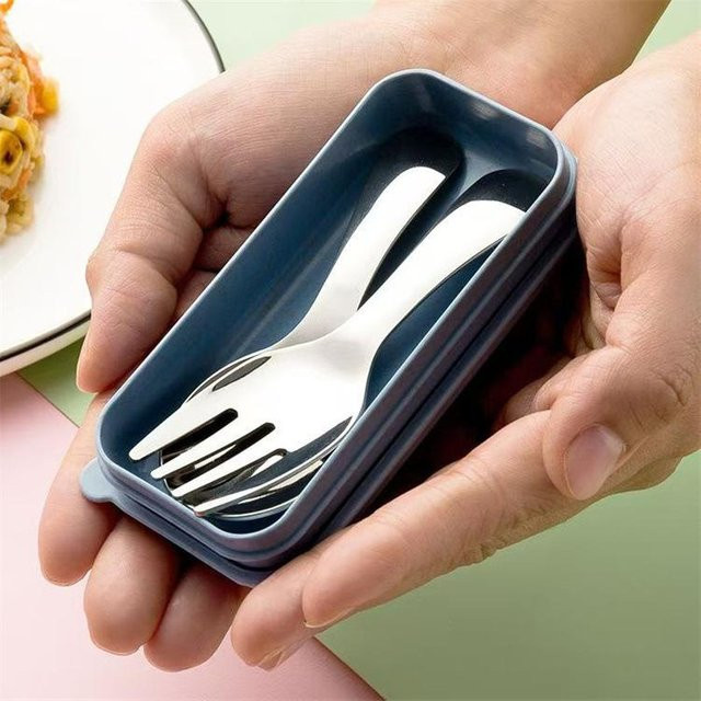 Binchi Outdoor Product Faltbares Besteckset aus Edelstahl in Silber für Camping und Reise - Bild 1