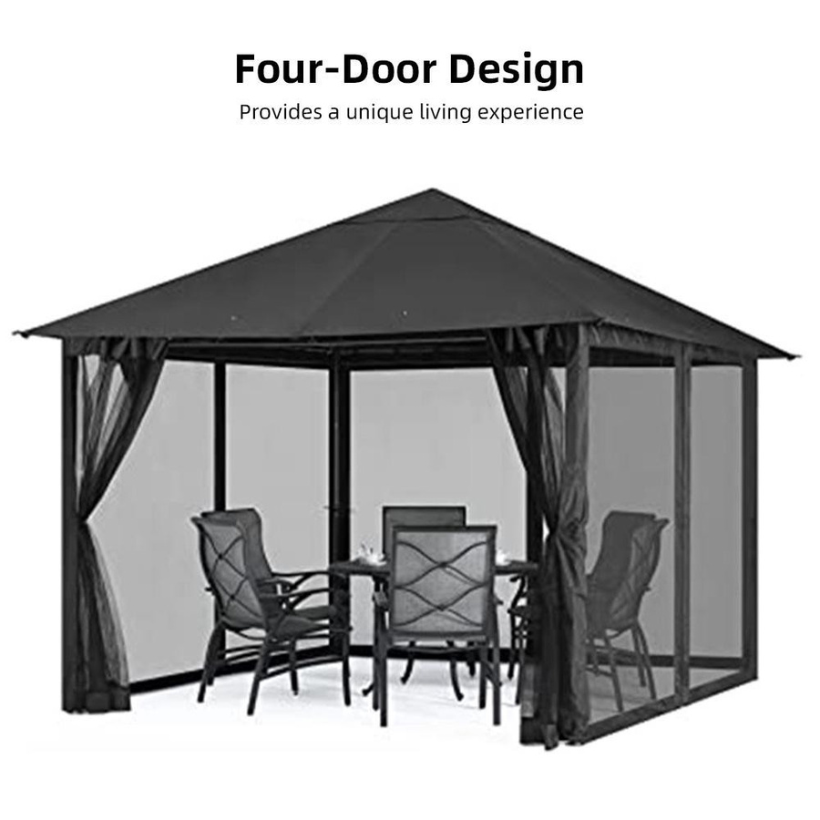 KaiSai Moskitonetz für Terrassenüberdachung und Veranda aus Polyester, 4 Paneele, Schwarz, B: 300 cm x B: 300 cm - Bild 2