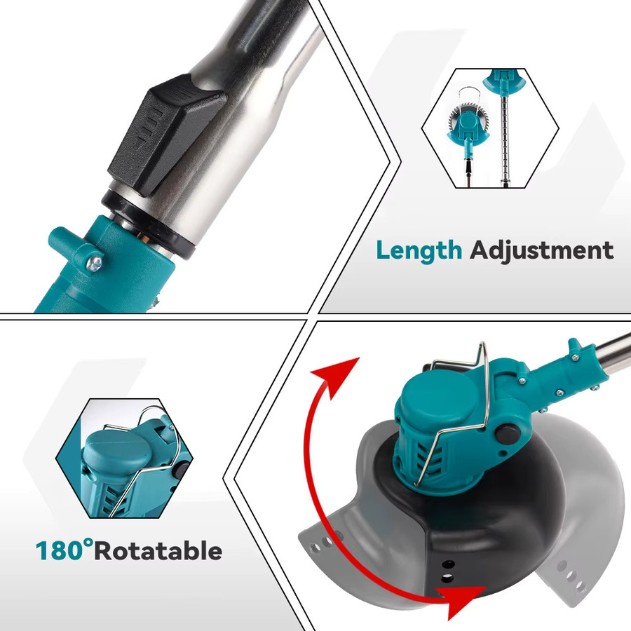 Elektrischer Rasenmäher Trimmer mit 6 Zoll 12000RPM für Makita LXT Akku, faltbares Schneid- und Beschneidungswerkzeug, Schnittbreite 100-135 cm - Bild 3