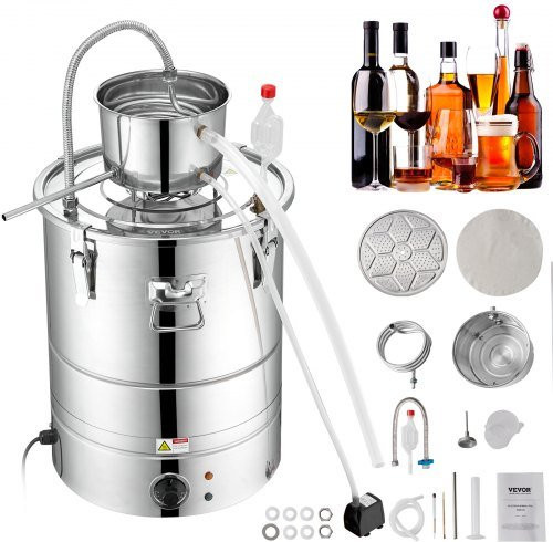 VEVOR Wasser Alkohol Destillierer 30 L Distillieranlage 1800 W aus Edelstahl in Silber für Schnaps, Whisky und Obstwein - Bild 1