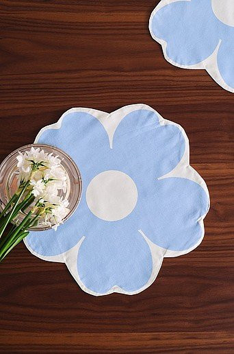 Jotex Tischset 2er-Pack Floral Blau aus Baumwolle quadratisch und fleckenabweisend - Bild 1