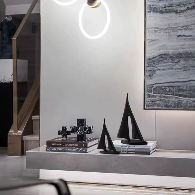2-teiliges Set Segelboot-Dekorationen aus Kunstharz in Schwarz für dein Wohnzimmer und Schlafzimmer - Bild 2