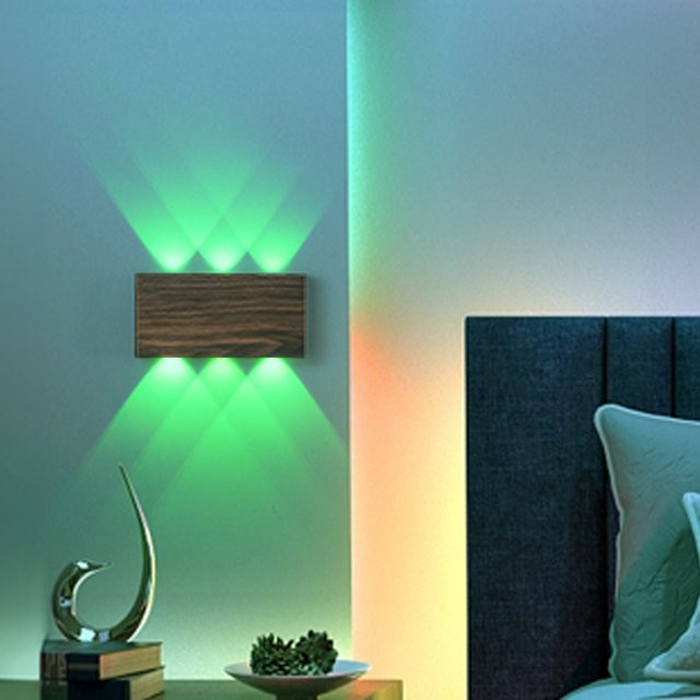 YooE RGB LED Wandleuchte mit Akku, magnetische Installation, Up-Down Licht, Mehrfarbig, Holz-Design, 6 W, 4000 mAh - Bild 1