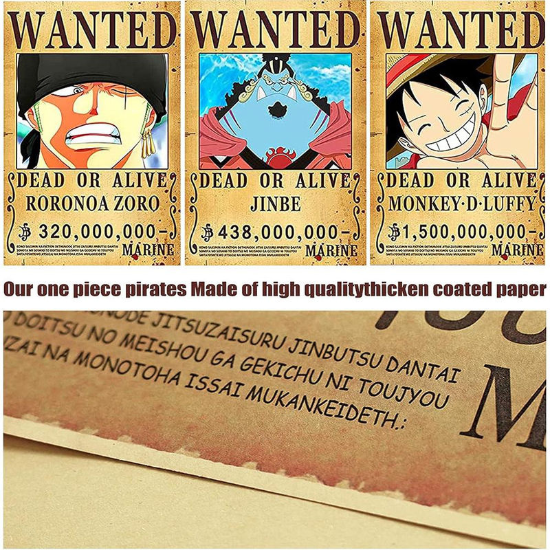 24 Stück One Piece Piraten Poster Set, Vintage Motiv, mehrfarbig, Papier, B: 14,3 cm, H: 21 cm - Bild 5
