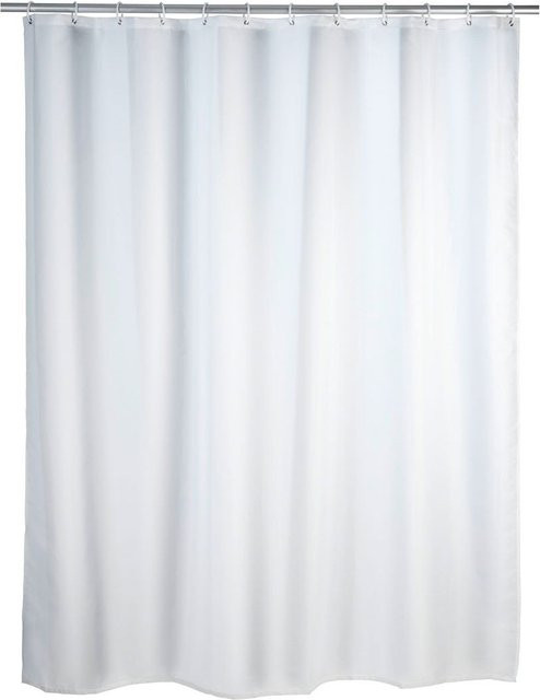WENKO Anti-Schimmel Duschvorhang aus Polyester in Weiß, B: 180 cm, H: 200 cm, antibakteriell und waschbar - Bild 1