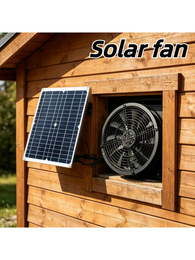 EESBAO Solar-Abluftventilator-Kit 6 Zoll, wetterfest, Schwarz - Bild 6