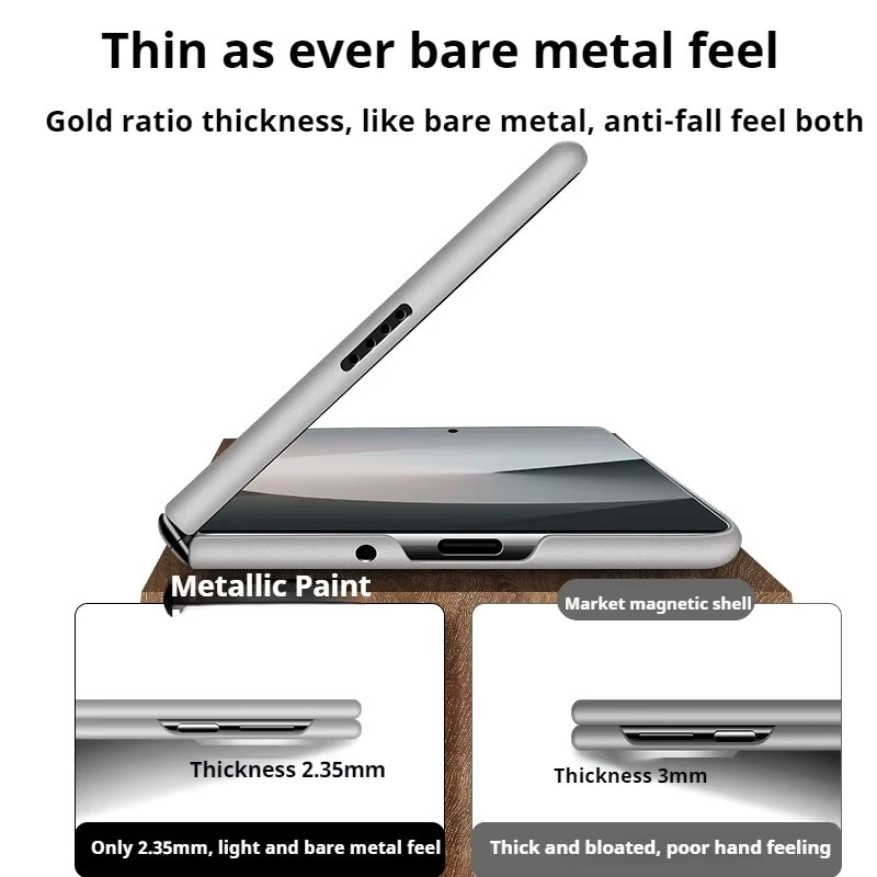 MagSafe kompatible Schutzhülle für Samsung Galaxy Z Fold 7 6 5 4 3 in Silber mit matter Metall-Lackierung und Unterstützung für kabelloses Laden - Bild 3