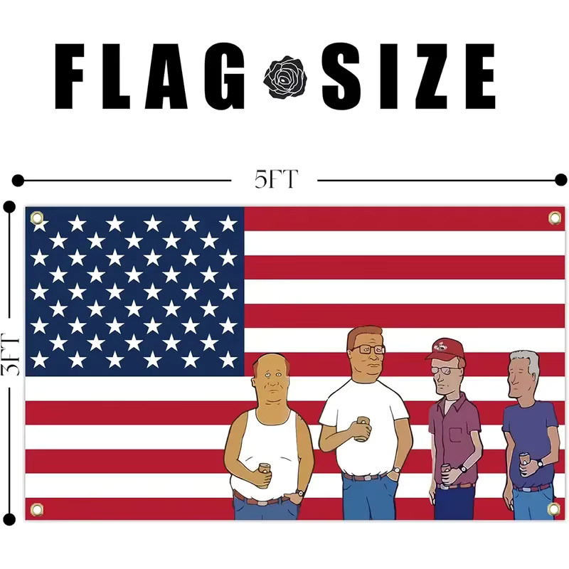 VIKAMA Wandteppich King of the Hill mit USA-Flagge, Cartoon-Motiv, Mehrfarbig, B: 60 cm, H: 40 cm - Bild 4