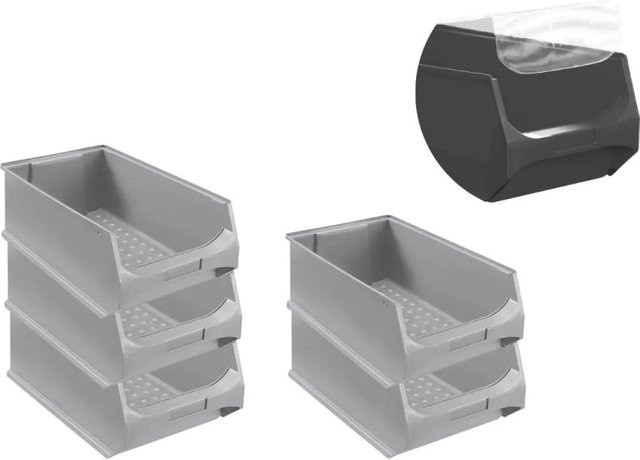 PROREGAL SparSet 5 x Sichtlagerbox 5.0 mit Abdeckung und Griffen, Grau, H x B x T: 20 x 30 x 50 cm - Bild 1