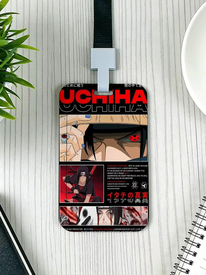 Naruto Itachi Uchiha Lanyard mit transparentem Ausweishalter und Kartenhülle aus Kunststoff, Multicolor - Bild 6