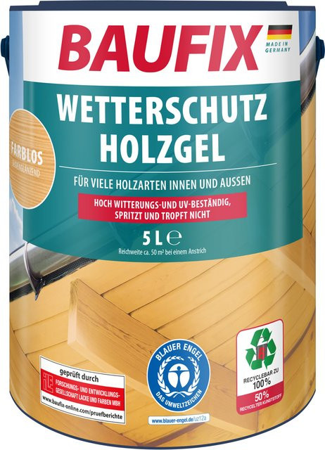 Baufix Wetterschutz-Holzgel transparent 2er-Set mit insgesamt 10 Litern - Bild 1