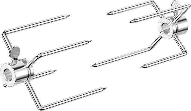 YULIN 2er Set Edelstahl Grillspießgabeln Heavy Duty für 3/8-Zoll und 5/16-Zoll Vierkantspießstangen in Silber - Bild 1