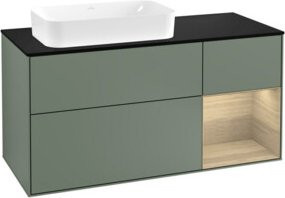 V&B Waschtischunterschrank Finion mit LED-Beleuchtung und offenen Regalfächern, Breite: 120 cm, Lackiert - Bild 1