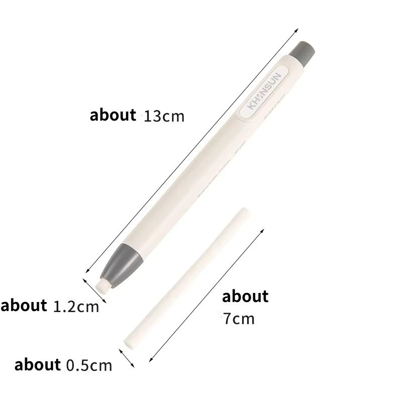 Einziehbarer Radierstift im Push-Stil mit nachfüllbarem Kern in Weiß für Schüler und Kinder - Bild 3