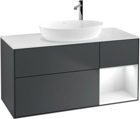 V&B Finion Waschtischunterschrank mit Wandbeleuchtung, Farbe Grau lackiert, B/T/H: 120 x 50,1 x 60,3 cm - Bild 1