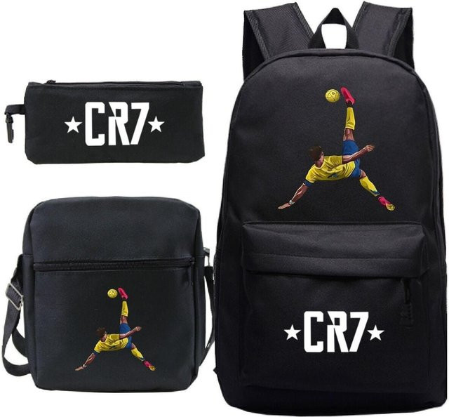 3-teiliges Schulrucksack-Set für Schüler in Schwarz aus Oxford-Stoff mit großem Fassungsvermögen inklusive Schultergurt und Federmäppchen - Bild 1