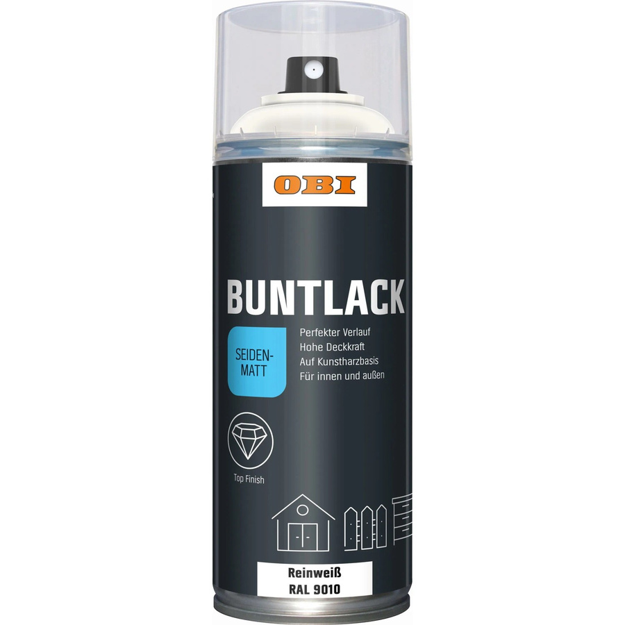 OBI Buntlack Spray RAL 9010 Reinweiß seidenmatt 400 ml - Bild 2