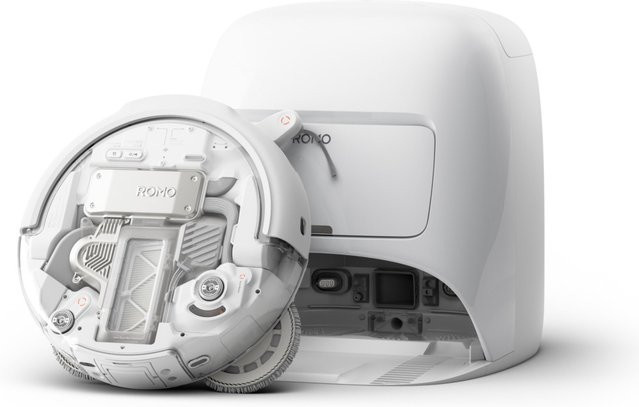 DJI ROMO A Saug-Wischroboter mit Absaug-Reinigungsstation in Weiß/Transparent - Bild 1