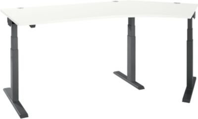 Schäfer Shop Select Winkelschreibtisch ERGO-T 2.0, elektrisch höhenverstellbar, 135° Winkel rechts, T-Fuß, Breite: 218,5 cm, weiß/anthrazit - Bild 1