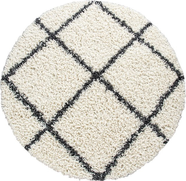 Shaggy-Teppich Kalea in Creme und Beige, rund, Durchmesser: 200 cm - Bild 1