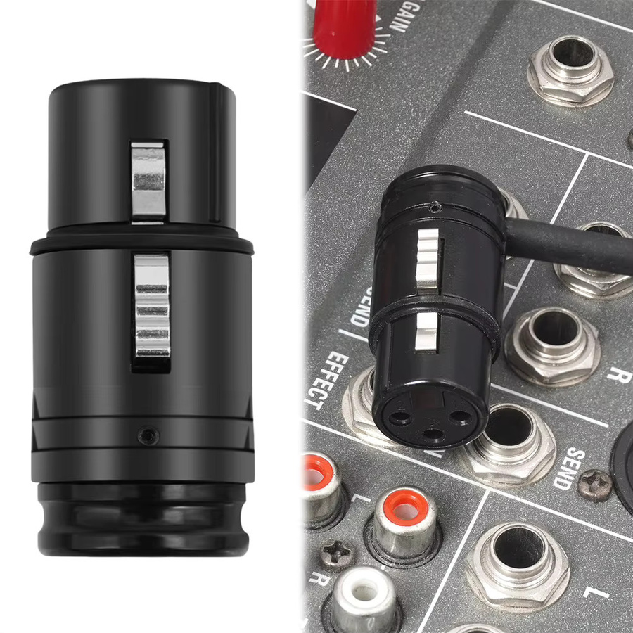 APWIKOGER XLR-Mikrofon-Lötadapter in Schwarz, kompakter 90-Grad-Rechtwinkel-Anschluss Stecker auf Stecker und Buchse auf Buchse - Bild 2