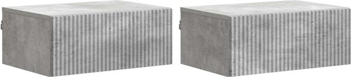 vidaXL Wandmontierter Nachttisch im Set aus 2 Stück, Modernes Design in Grau, B/T/H: 49 x 34,5 x 20 cm - Bild 1
