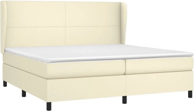 vidaXL Boxspringbett mit Matratze in Creme, Hybrid-Bett mit Taschenfederkern aus Kunstleder und Stoff, B/T: 200 x 200 cm - Bild 1