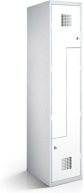 rotstahl Z-Spind mit 2 Türen, Korpus lichtgrau und Türen weiß, B/T/H: 40 x 50 x 180 cm - Bild 1