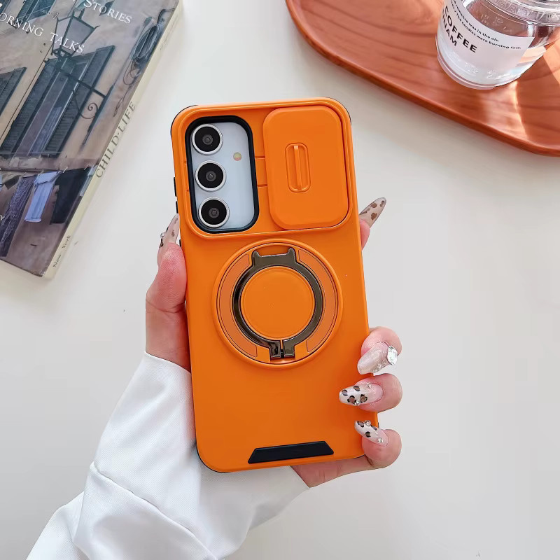 YSSX Handyhülle mit Schiebefenster-Objektivschutz und Ringhalter für Samsung Galaxy A56 A55 A54 A35 A26 A23 A17 A16 A15 A14 A13 in Orange - Bild 2