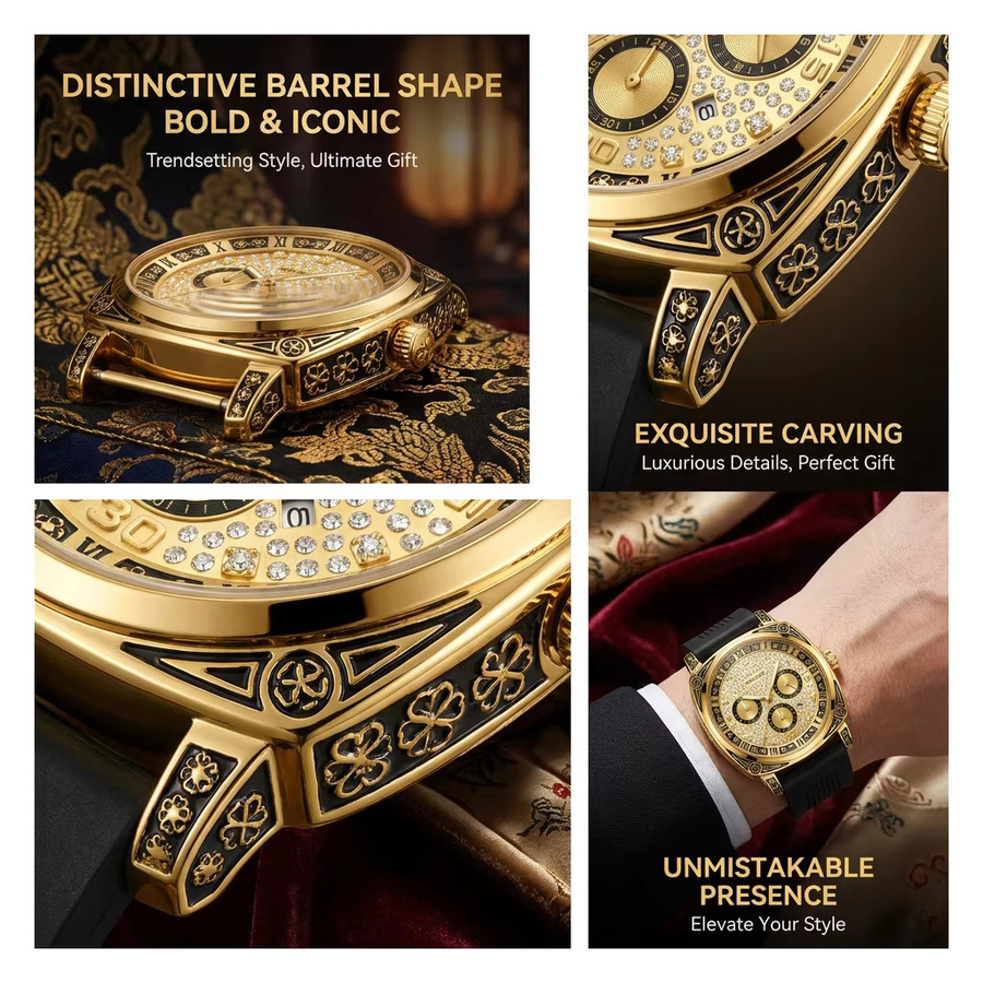 KIMSDUN Armbanduhr Quarz, Gold, Legierung, Herren - Bild 3