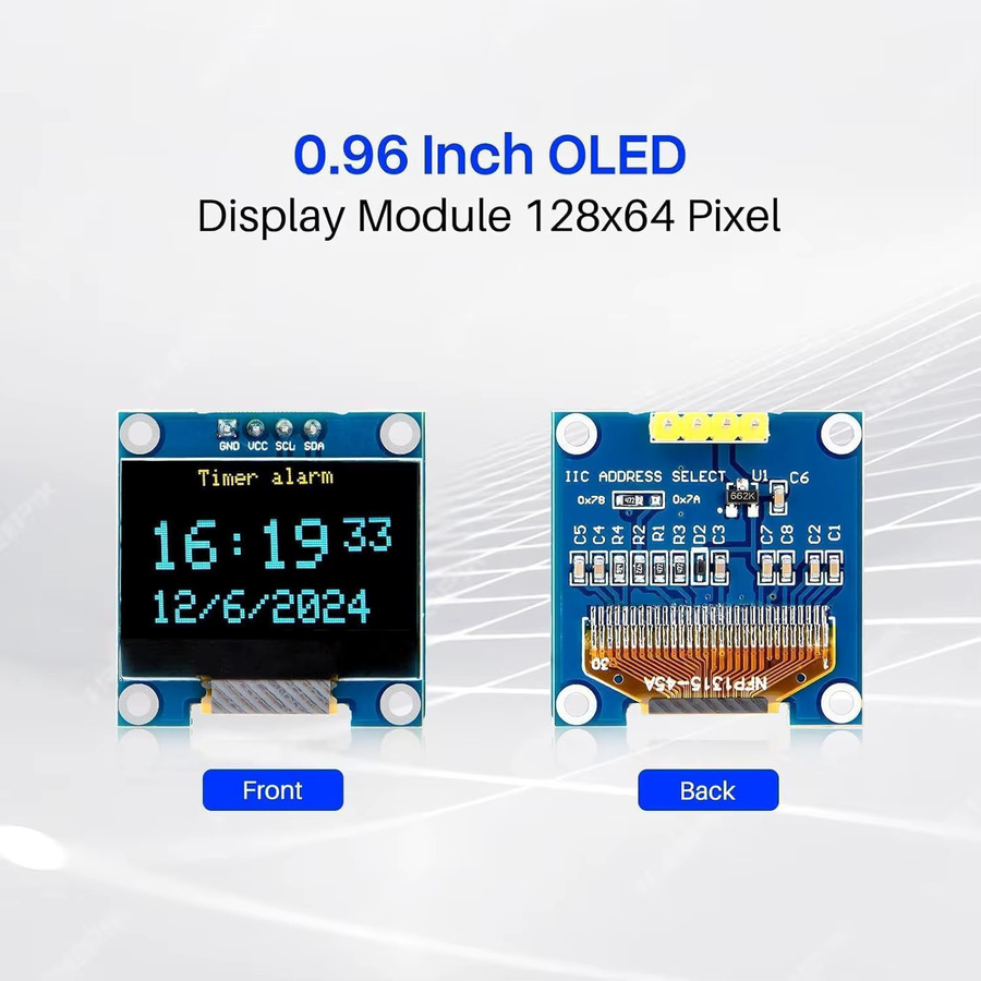 AOKIN 3er-Set 0,96 Zoll OLED-Display-Bildschirmmodul mit SSD1306 I2C-Schnittstelle für Arduino-Projekte - Bild 2