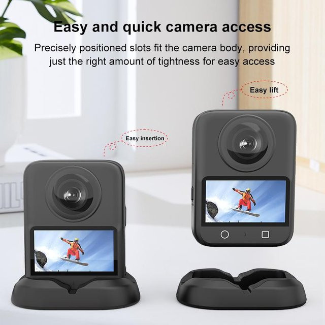 PULUZ Desktop-Silikon-Basisständer für DJI Osmo 360 in Schwarz - Bild 1