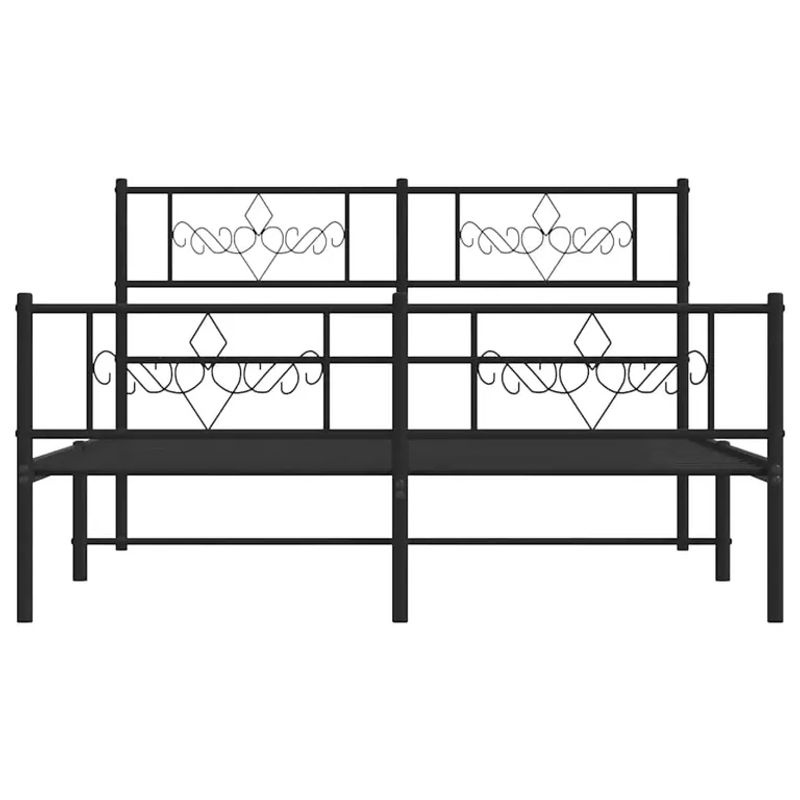 Vidaxl Metallbettgestell mit Kopfteil und Fußteil in Schwarz im Industrial-Stil, B/T/H: 135 x 190 cm - Bild 4