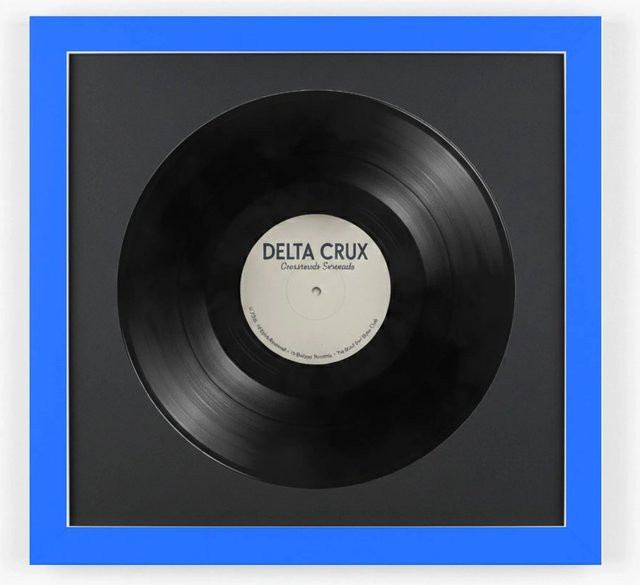 K-Möbel Schallplatten Rahmen Royalblau mit schwarzem Passepartout für Vinyl, 2er Set, B/H: 40 x 40 cm - Bild 1